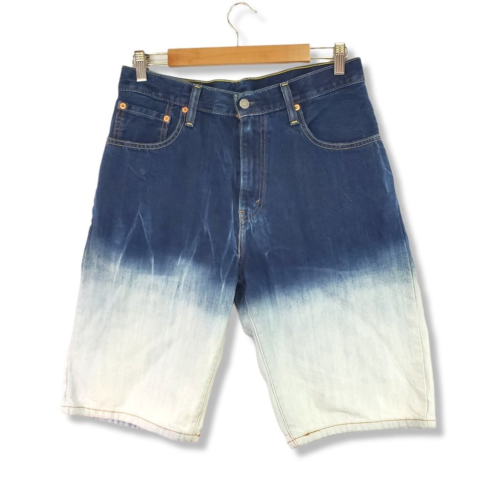 Levi's 569 Dark-wash Bleach-wash Ombre Bermuda Shorts Size 30